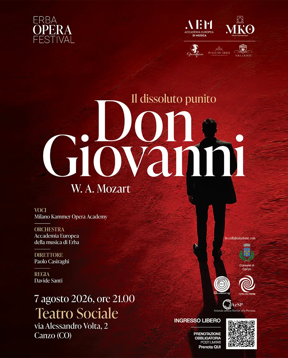 Locandina Don Giovanni di Mozart, 7 agosto 2026, Teatro Sociale, Canzo